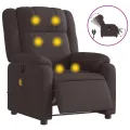 Fauteuil de massage inclinable électrique Marron foncé Tissu