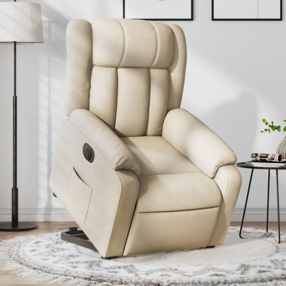 Fauteuil inclinable électrique crème tissu