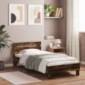 Cadre de lit tête de lit chêne fumé 75x190 cm bois ingénierie
