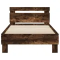 Cadre de lit tête de lit chêne fumé 75x190 cm bois ingénierie