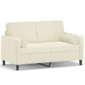 Canapé 2 places avec oreillers décoratifs crème 120 cm velours