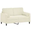 Canapé 2 places avec oreillers décoratifs crème 120 cm velours