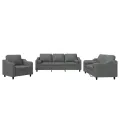 Ensemble de canapés 3 pcs coussins gris foncé tissu