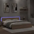 Cadre de lit avec tête de lit et LED chêne sonoma 180x200 cm