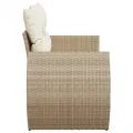 Canapé de jardin avec coussins 2 places beige résine tressée