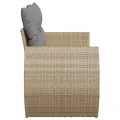 Canapé de jardin avec coussins 2 places beige résine tressée