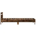 Cadre de lit tête de lit et lumières LED chêne fumé 100x200 cm