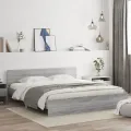 Cadre de lit avec tête de lit sonoma gris 200x200 cm