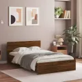 Cadre de lit avec tête de lit chêne marron 135x190 cm