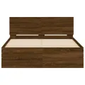 Cadre de lit avec tête de lit chêne marron 135x190 cm