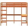 Lit superposé avec bureau cire marron 100x200cm bois pin massif
