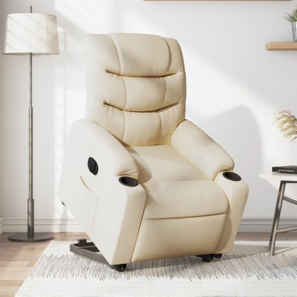 Fauteuil inclinable électrique crème tissu