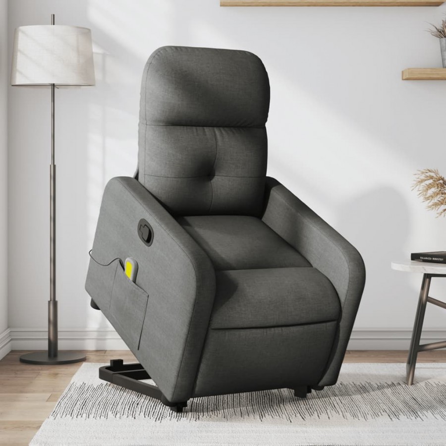 Fauteuil de massage inclinable Gris foncé Tissu