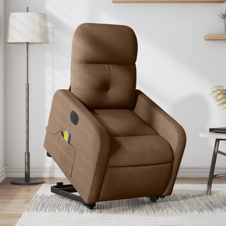 Fauteuil inclinable de massage électrique Marron Tissu