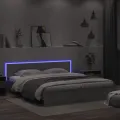 Cadre de lit avec tête de lit et LED sonoma gris 200x200 cm