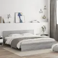Cadre de lit avec tête de lit et LED sonoma gris 200x200 cm
