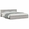 Cadre de lit avec tête de lit et LED sonoma gris 200x200 cm