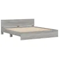 Cadre de lit avec tête de lit et LED sonoma gris 200x200 cm