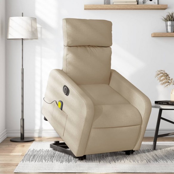 Fauteuil inclinable de massage électrique Crème Tissu