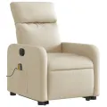 Fauteuil inclinable de massage électrique Crème Tissu