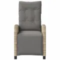 Chaise inclinable de jardin et repose-pied mélange beige rotin