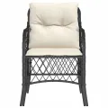 Chaises de jardin avec coussins 2 pcs noir résine tressée