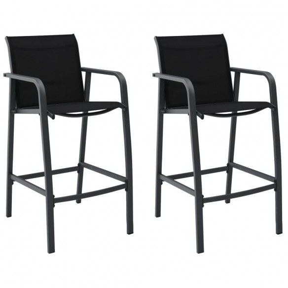 Chaises de bar de jardin 2 pcs Noir Textilène