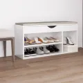 Banc à chaussures coussin Blanc brillant 104x30x49 cm Aggloméré