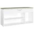 Banc à chaussures coussin Blanc brillant 104x30x49 cm Aggloméré