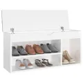 Banc à chaussures coussin Blanc brillant 104x30x49 cm Aggloméré