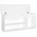 Banc à chaussures coussin Blanc brillant 104x30x49 cm Aggloméré