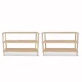 Range-chaussures à 3 étagères 2 pcs Bois de sapin solide