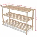 Range-chaussures à 3 étagères 2 pcs Bois de sapin solide