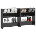 Armoires à chaussures murales 2 pcs Gris brillant 60x18x60 cm