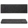 Tapis d'escalier 15 pcs Tissu aiguilleté 65x21x4 cm Gris
