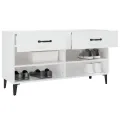 Armoire à chaussure Blanc brillant 102x35x55 cm Bois ingénierie