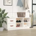 Banc à chaussures Blanc 100x34x45 cm Bois de pin massif