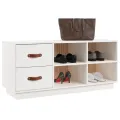 Banc à chaussures Blanc 100x34x45 cm Bois de pin massif