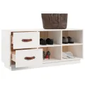 Banc à chaussures Blanc 100x34x45 cm Bois de pin massif