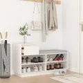 Armoire à chaussures Blanc 110x34x61 cm Bois de pin massif