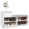 Armoire à chaussures Blanc 110x34x61 cm Bois de pin massif