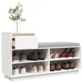 Armoire à chaussures Blanc 110x34x61 cm Bois de pin massif