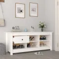 Armoire à chaussures Blanc 110x38x45,5 cm Bois de pin massif