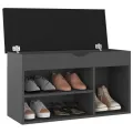 Banc à chaussures avec coussin Gris 80x30x47 cm Aggloméré
