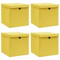 Boîtes de rangement et couvercles 4 pcs Jaune 32x32x32 cm Tissu