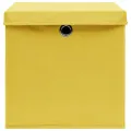 Boîtes de rangement et couvercles 4 pcs Jaune 32x32x32 cm Tissu