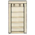 Armoire à chaussures avec housse Crème 58x28x106 cm Tissu