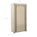 Armoire à chaussures avec housse Crème 58x28x106 cm Tissu