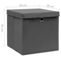 Boîtes de rangement avec couvercles 10 pcs 28x28x28 cm Gris