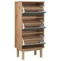 Armoire à chaussures OTTA et 3 tiroirs Marron et gris Bois pin
